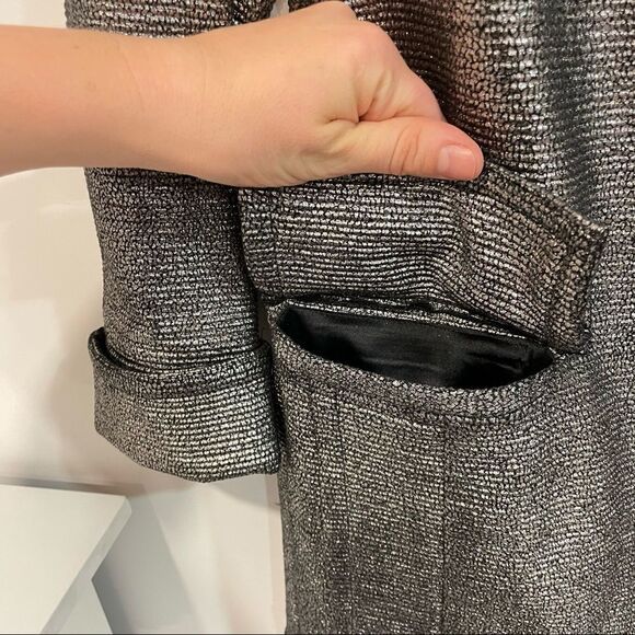 Diane von Furstenberg Silver Glitter Peacoat Front pockets Wool - Picture 5 of 11